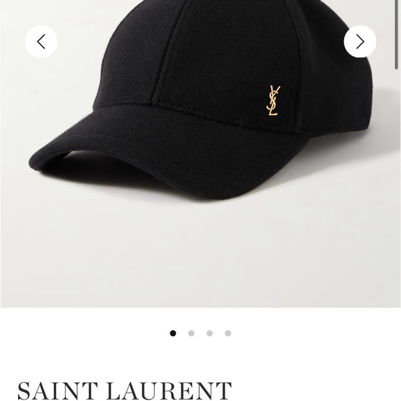 Saint Laurent Black Cap with Gold Logo - Picture 1 of 8